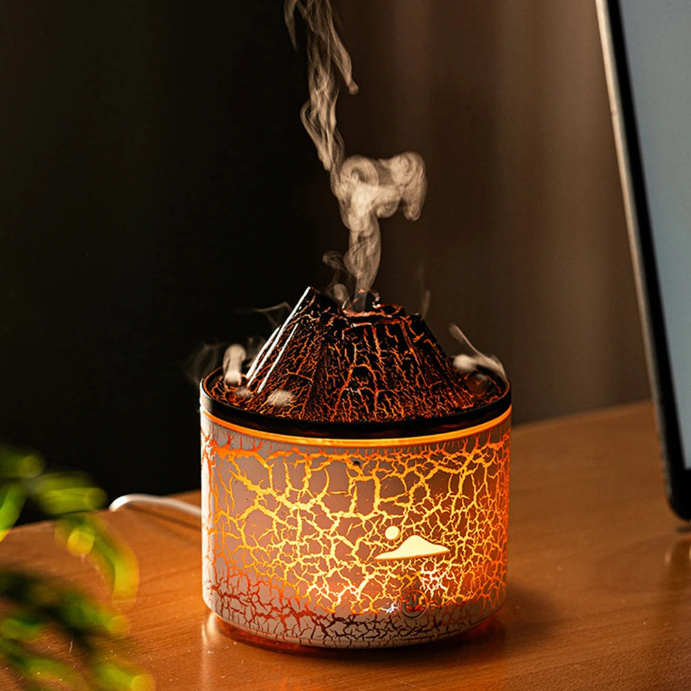 180ml Volcanic Flame Aroma Oil Diffuser & Humidifier - Compact Atomizing Sprayer for Bedroom, Office & Yoga