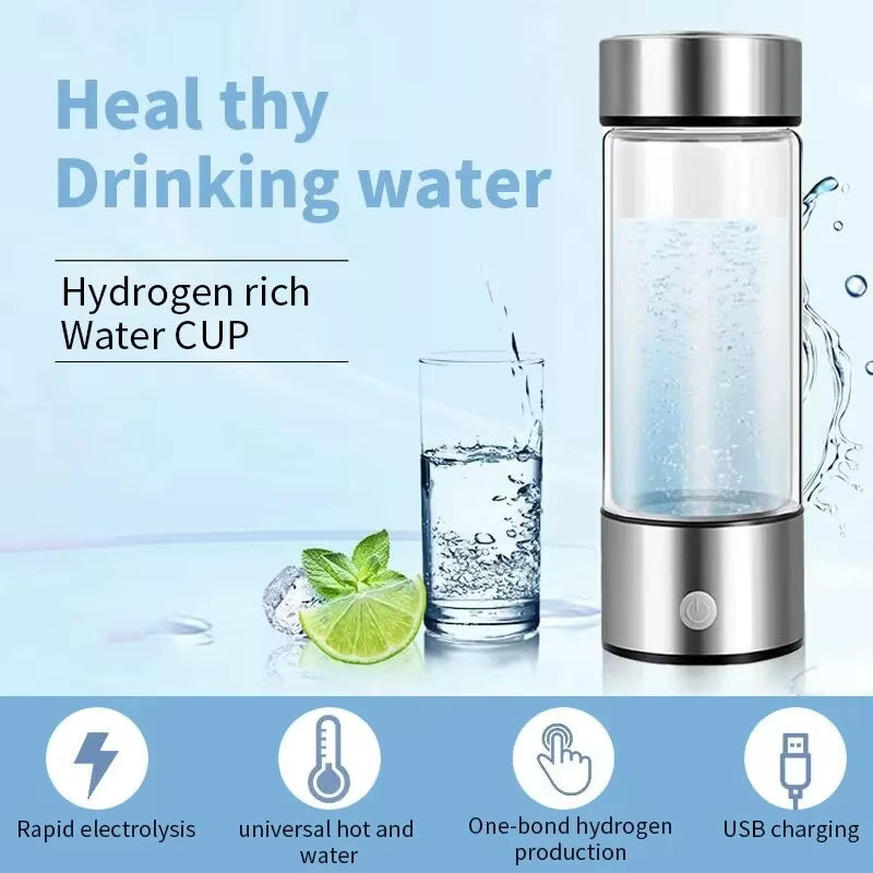 Portable Rechargeable Hydrogen Water Bottle - Alkaline Ionizer & Antioxidant Hydrogen-Rich Maker