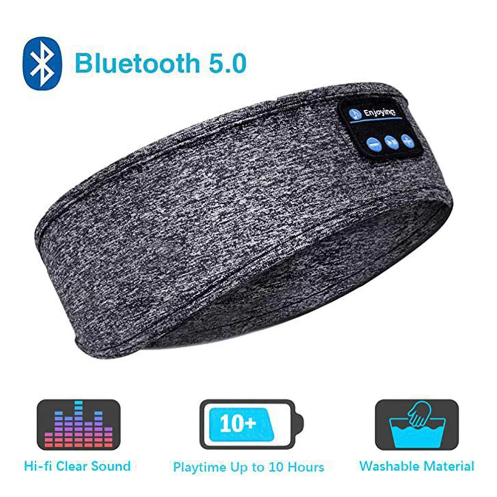 Bluetooth Sports Headband Earphones - Elastic Wireless Headphones & Music Eye Mask for Sleeping