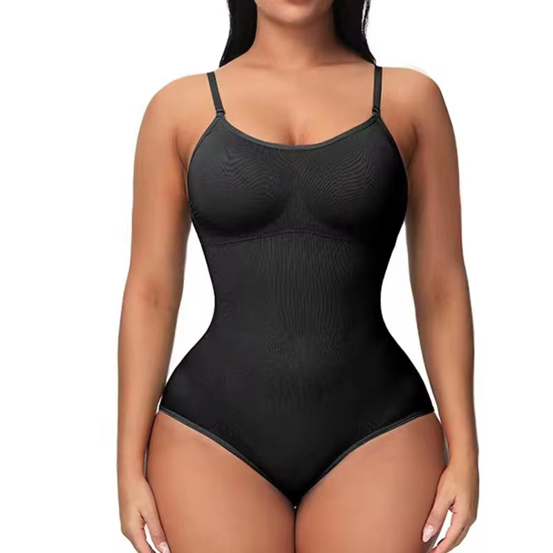 Super Sale V-Neck Spaghetti Strap Compression Bodysuit with Open Crotch - Slimming Shapewear Body Shaper