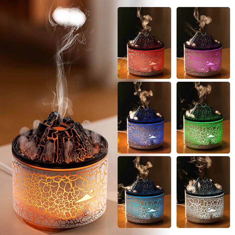 180ml Volcanic Flame Aroma Oil Diffuser & Humidifier - Compact Atomizing Sprayer for Bedroom, Office & Yoga