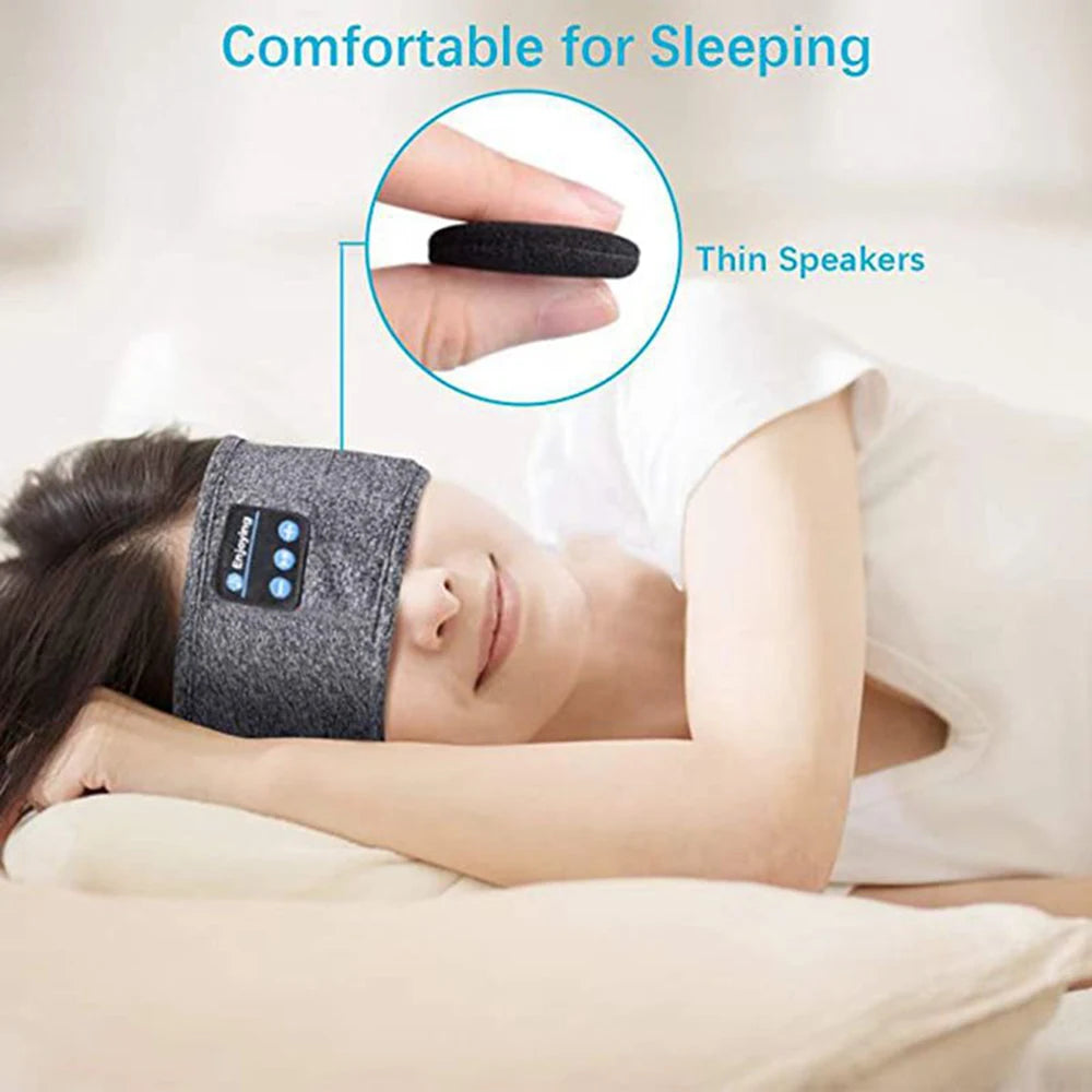 Bluetooth Sports Headband Earphones - Elastic Wireless Headphones & Music Eye Mask for Sleeping